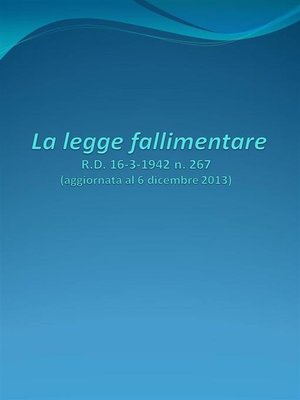 cover image of La legge fallimentare